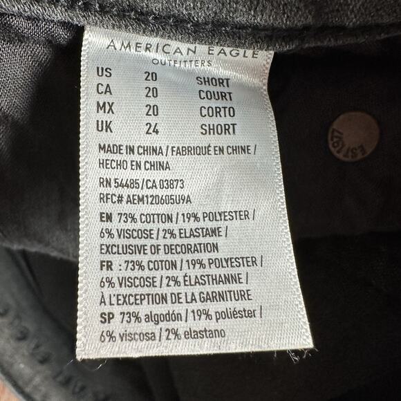 American Eagle HI RISE CROP FLARE Size 20 Short Black Jeans Denim Pants 37x23 - Picture 11 of 11